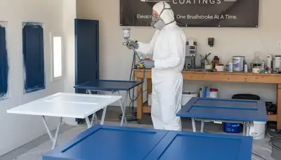 Professional cabinet painting in Los Angeles, CA kitchen with smooth, durable white finish