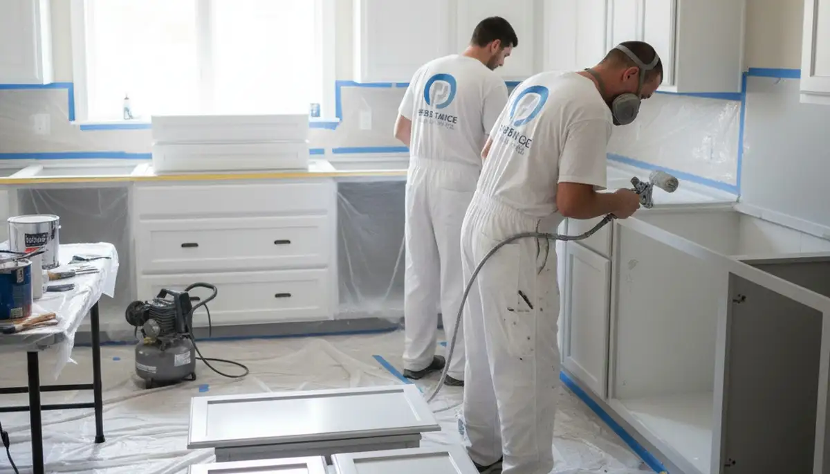 Professional cabinet painting in Los Angeles CA kitchen by expert house painters for durable refinishing