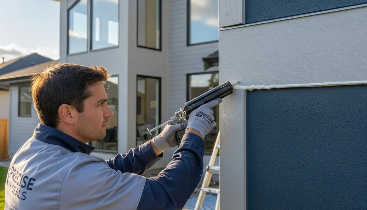 Professional caulking and sealing on Los Angeles home exterior for weather protection and durability