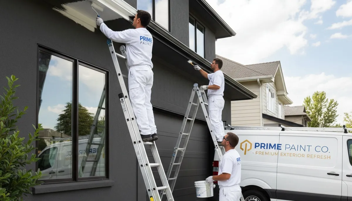 Professional gutter painting on a Los Angeles home exterior by expert house painters