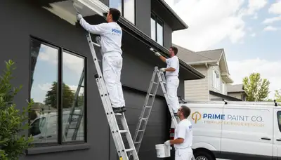 Professional gutter painting on a Los Angeles home exterior by expert house painters