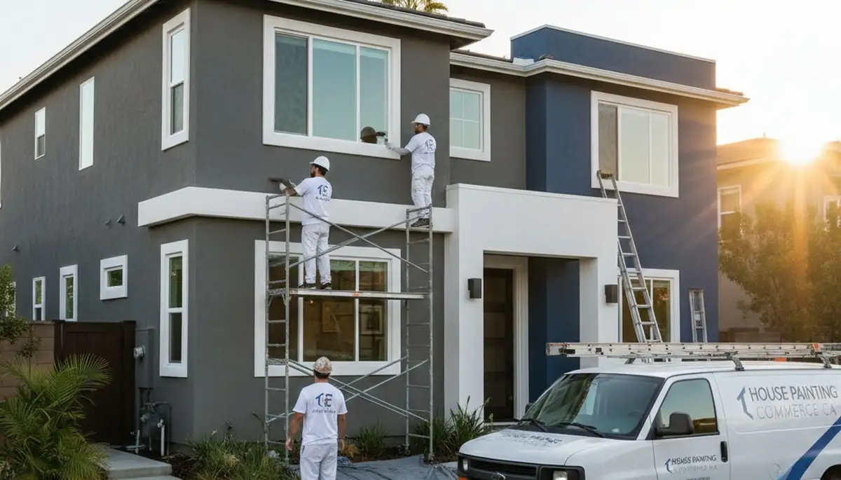 House painting crew serving Los Angeles, CA on a residential exterior project