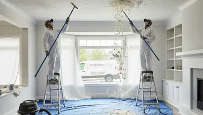 Professional popcorn ceiling removal in Los Angeles, CA for smooth modern residential ceilings