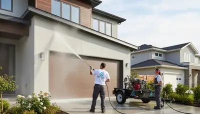 Professional pressure cleaning restoring stucco and siding in Los Angeles, CA homes
