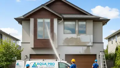 Professional pressure washing stucco home exterior in Los Angeles, CA by expert painting contractors