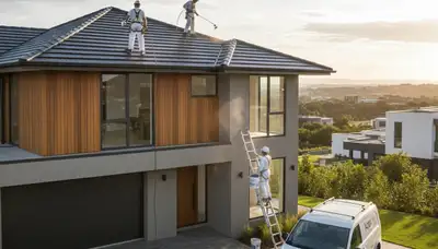 Professional roof painting in Los Angeles, CA by expert house painters using UV-resistant coatings