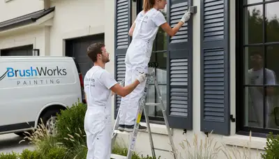Professional shutter painting and refinishing in Los Angeles, CA, enhancing curb appeal and durability