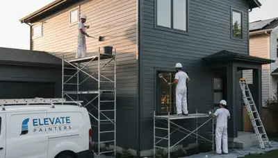 Professional siding painting on Los Angeles home exterior by local house painters