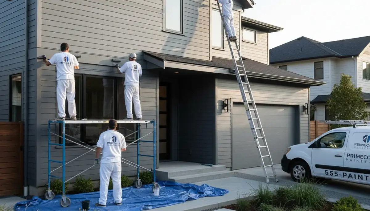 Professional siding painting on Los Angeles home exterior by expert house painters