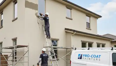 Professional stucco repair on Los Angeles home exterior by expert painting contractors