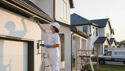 Professional trim and fascia painting on a Los Angeles, CA home by expert house painters
