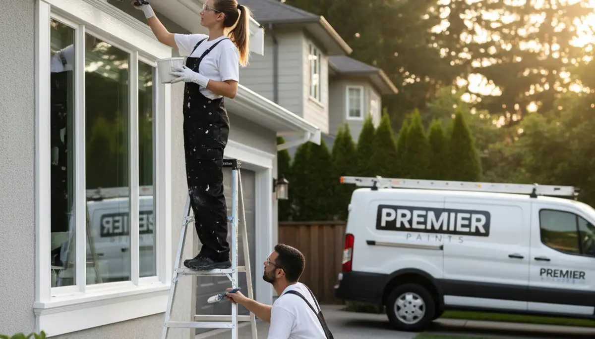 Professional trim and fascia painting on Los Angeles home exterior by expert house painters