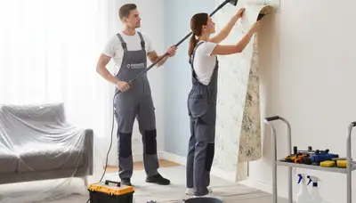 Professional wallpaper removal and wall prep by expert house painters in Los Angeles, CA