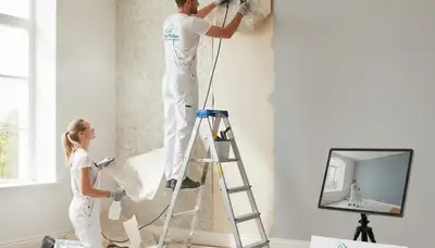 Professional wallpaper removal for Los Angeles home interior by expert house painters