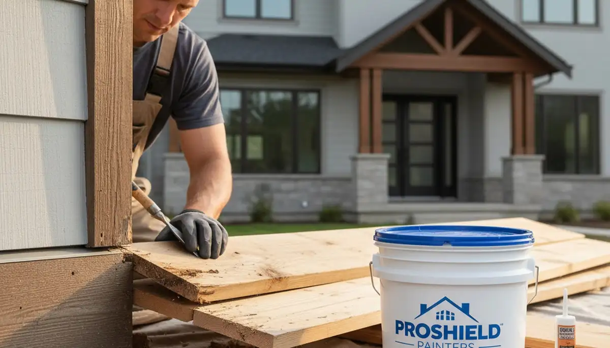 Professional wood rot repair on Los Angeles home exterior by expert painting contractors